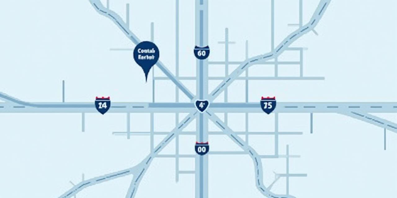 Strategic location map of H & Midland Transportation in Columbus, OH