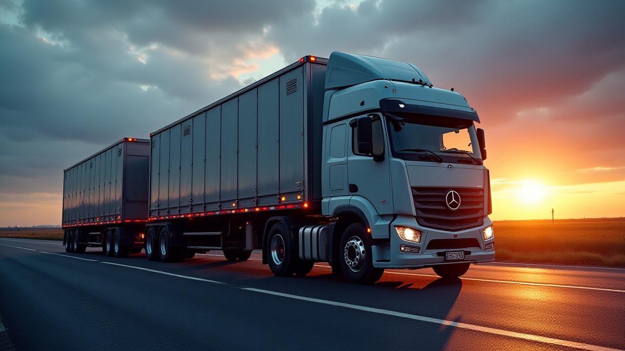 Specialized heavy haul truck transporting a large data center backup generator on a flatbed