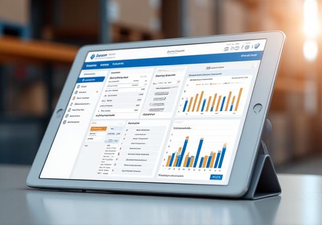 Modern inventory management system dashboard showing real-time logistics data