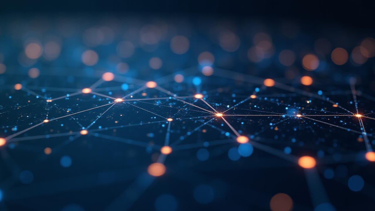 Abstract supply chain network connecting global transportation hubs and logistics nodes